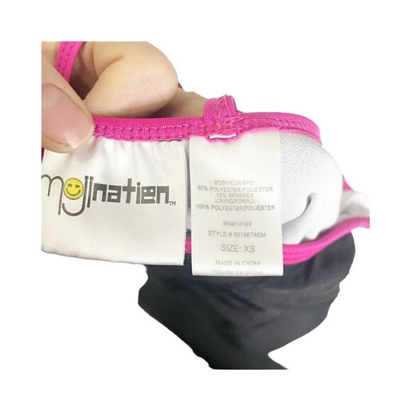 Emojination Girls One Piece Swimsuit Sequin Emoji XS Black Yellow Cross Back - Picture 3 of 4